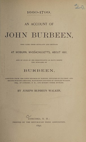 Cover for An account of John Burbeen