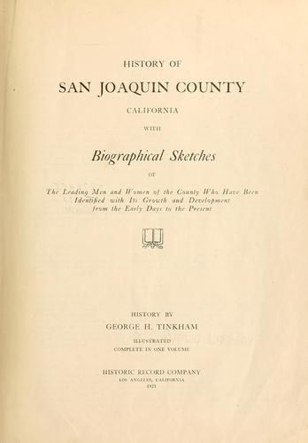Cover for History of San Joaquin County, California
