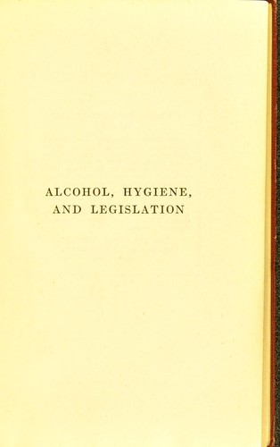 Cover for Alcohol, hygiene, and legislation