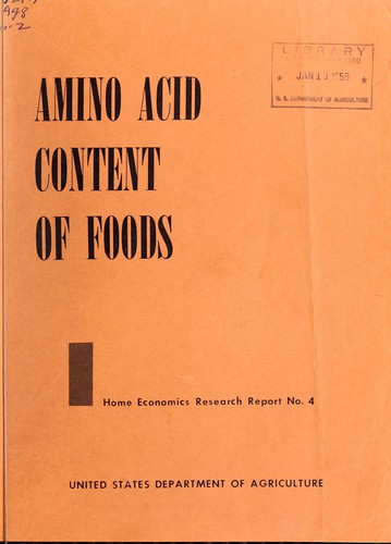 Cover for Amino acid content of foods