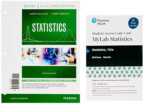 Cover for Statistics, Loose-Leaf Edition Plus MyLab Statistics with Pearson eText -- 18 Week Access Card Package