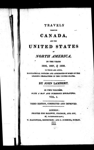 Cover for Travels through Canada, and the United States of North America, in the years 1806, 1807, & 1808