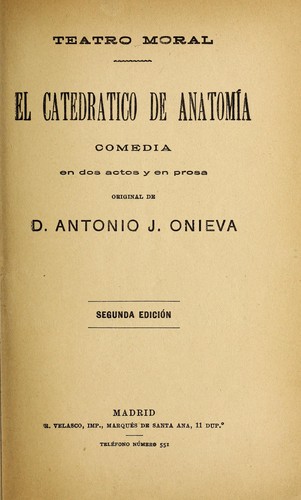 Cover for El cate dratico de anatomi a