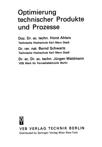 Cover for Optimierung technischer Produkte und Prozesse