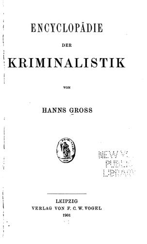 Cover for Encyclopädie der kriminalistik