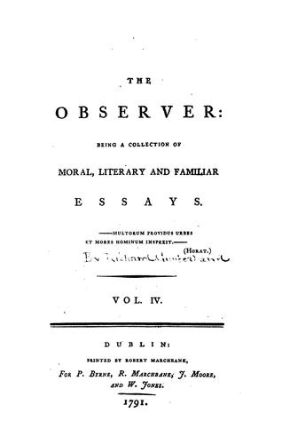 Cover for Observer: Being a Collection of Moral, Literary and Familiar Essays.