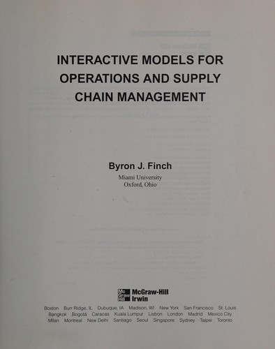 Cover for Interactive models for operations and supply chain management