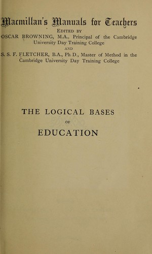 Cover for The logical bases of education
