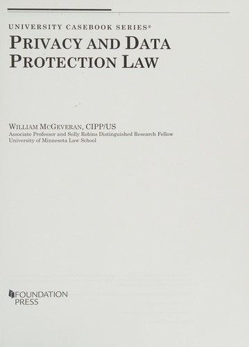 Cover for Privacy and Data Protection Law