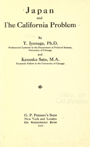 Cover for Japan and the California problem