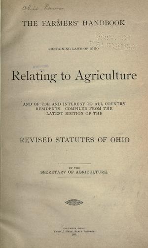Cover for The farmers' handbook containing laws of Ohio relating to agriculture and of use and interest to all country residents
