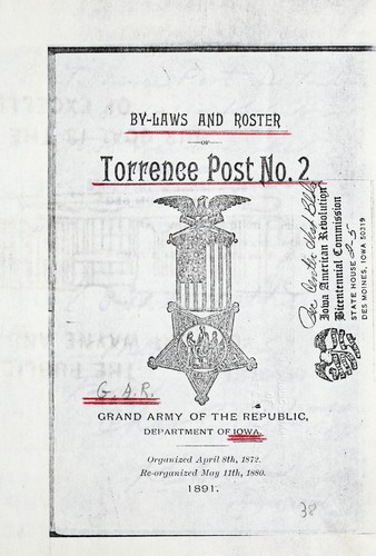 Cover for By-laws and roster of Torrence Post No. 2