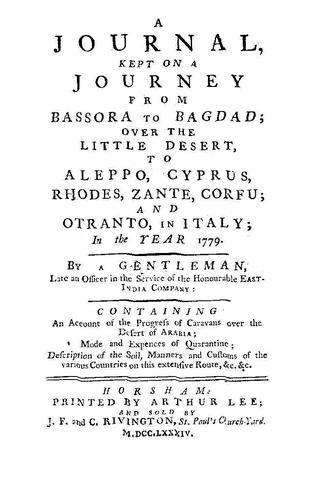 Cover for A journal, kept on a journey from Bassora to Bagdad