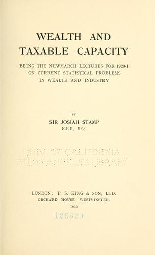 Cover for Wealth and taxable capacity