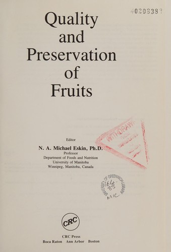 Cover for Quality and preservation of fruits
