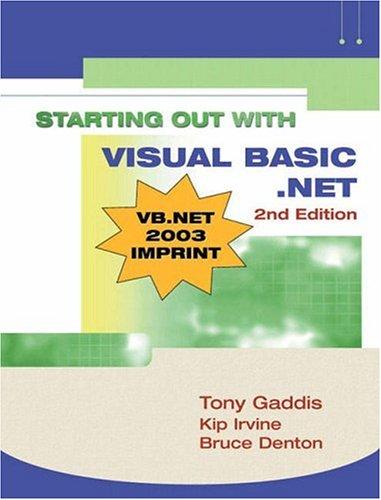 Cover for Starting Out with Visual Basic.Net (2nd Edition) (Gaddis Series)