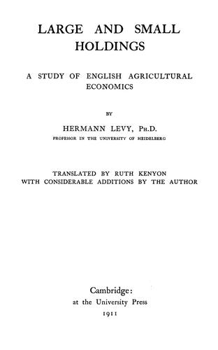 Cover for Large and small holdings