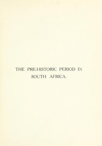 Cover for The pre-historic period in South Africa