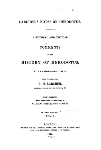 Cover for Larcher's notes on Herodotus.
