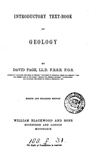 Cover for Introductory text-book of geology