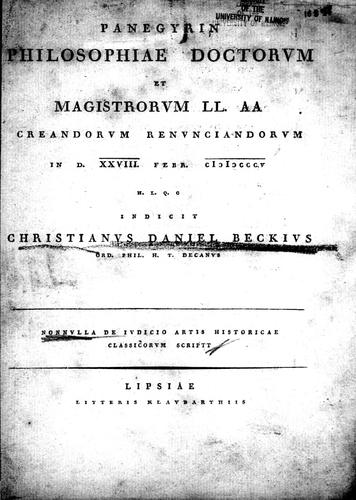 Cover for Nonnulla de iudicio artis historicae classicorum scriptt [scriptorum]