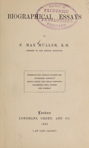 Cover for Biographical essays