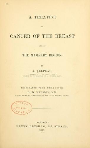 Cover for A treatise on cancer of the breast and of the mammary region