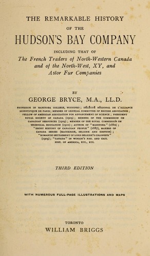 Cover for The remarkable history of the Hudson's Bay Company