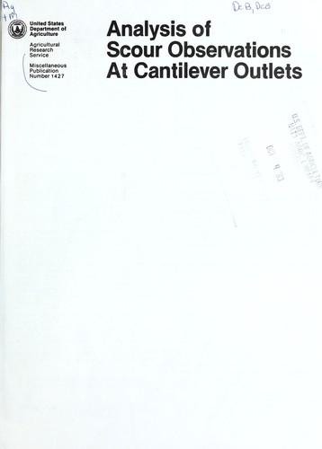Cover for Analysis of scour observations at cantilever outlets.