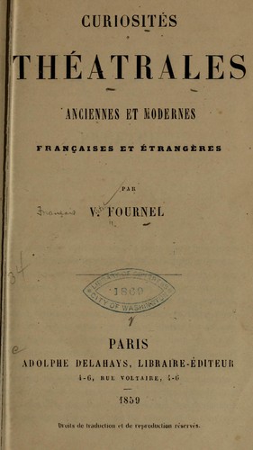 Cover for Curiosités théàtrales anciennes et modernes