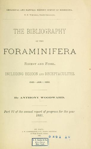 Cover for bibliography of the Foraminifera recent and fossil, including Eozoon and Receptaculites.