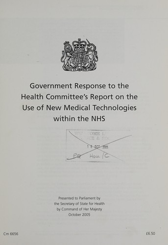 Cover for Government response to the Health Committee's report on the use of new medical technologies within the NHS