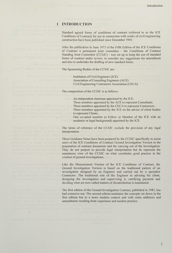 Cover for ICE Conditions of Contract Ground Investigation Version, 2nd edition, Guidance Notes