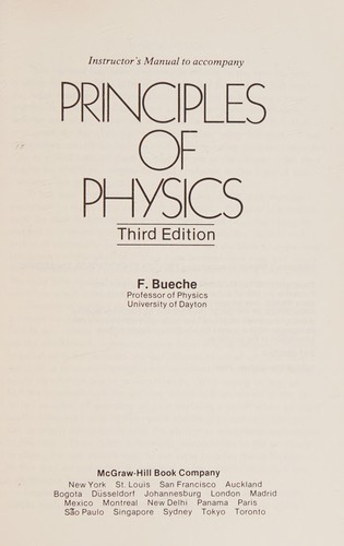 Cover for Instructor's manual to accompany Principles of physics