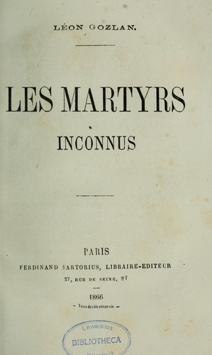 Cover for Les martyrs inconnus