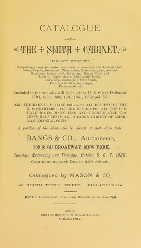 Cover for Catalogue of the Smith cabinet