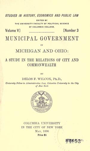 Cover for Municipal government in Michigan and Ohio