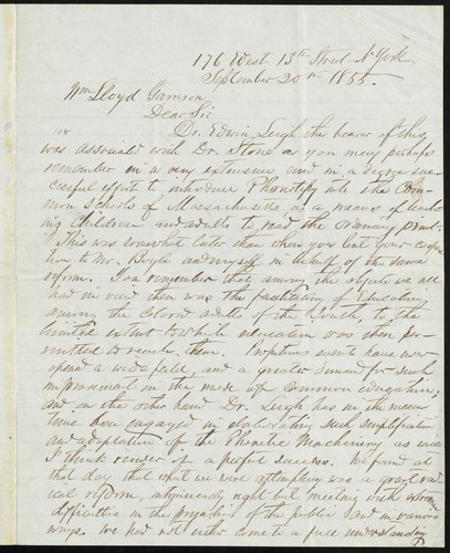 Cover for [Letter to] Wm Lloyd Garrison, Dear Sir