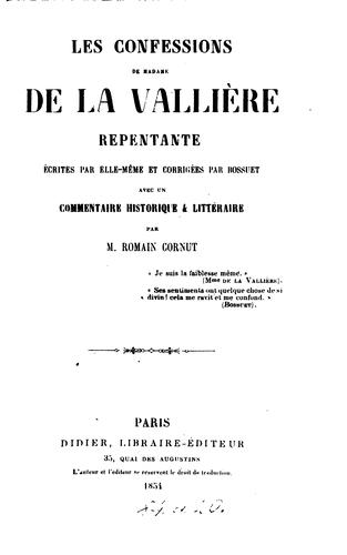 Cover for Les confessions de madame de La Vallière repentante