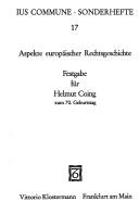 Cover for Aspekte europäischer Rechtsgeschichte