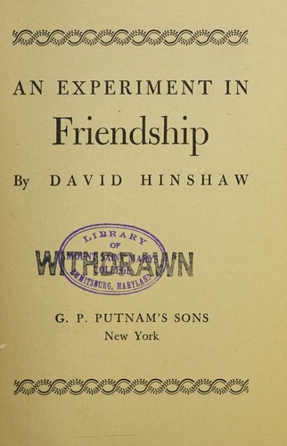 Cover for An Experiment in Friendship