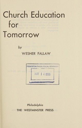 Cover for Church education for tomorrow.