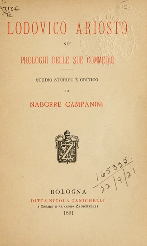 Cover for Ludovico Ariosto nei prologhi delle sue commedie