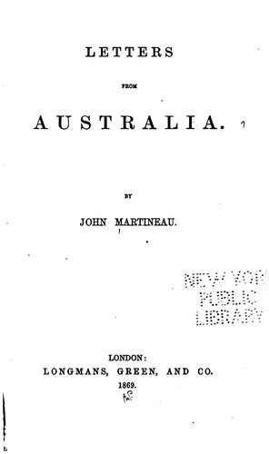 Cover for Letters from Australia.