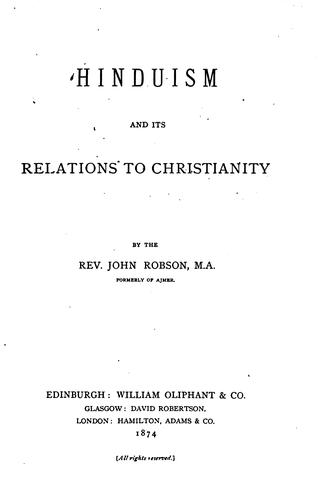 Cover for Hinduism and Its Relations to Christianity