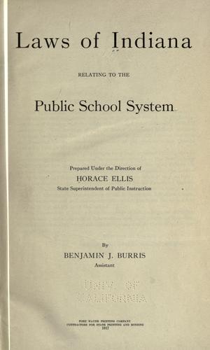 Cover for Laws of Indiana relating to the public school system