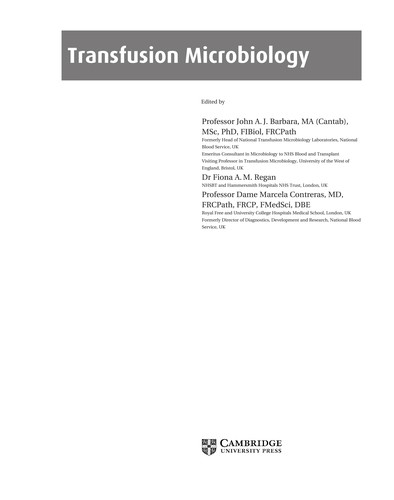 Cover for Transfusion microbiology