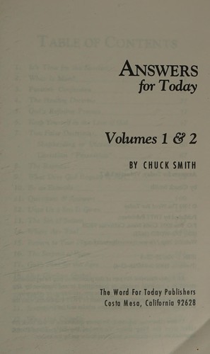 Cover for Answers for Today