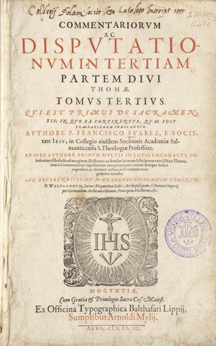 Cover for Commentariorum ac disputationum in tertiam partem Diui Thomæ. Tomus tertius