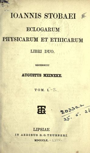 Cover for Ioannis Stobaei Eclogarum physicarum et ethicarum libri duo.